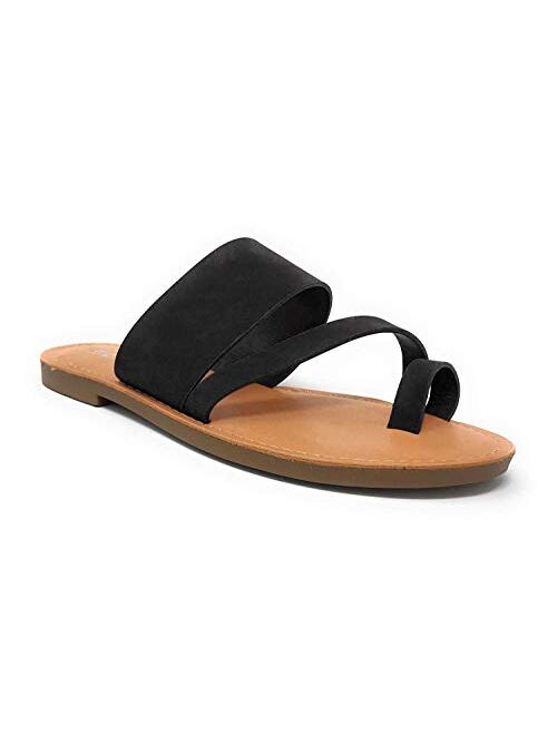 Soda Joan Womens Open Toe Slip On Flip Flop Sandals