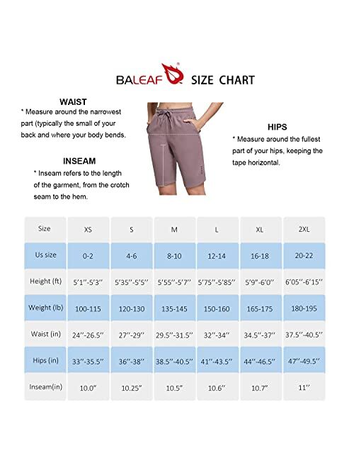 BALEAF Women's 10" Bermuda Shorts Knee Length Long Shorts with Zipper Pockets for Summer Casual