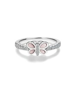 Precious Pieces Girls Sterling Silver Pink Butterfly Ring for Toddlers and Children