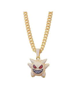 Xikui Cuban Link Chain, 18K Gold Plated Jewelry Men/Women Titanium Steel Necklace Hip Hop Diamond Chain Chunky Chain Width 13MM Length 19.7in(50cm), Iced Out Halloween Ch