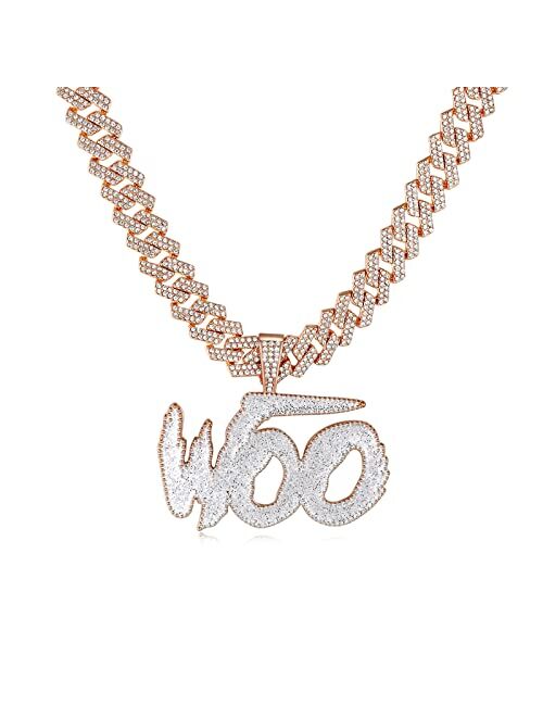 Goobicful Woo Baby Gold Pendant Necklace 18K Gold Plated Iced Out Hip Hop Crystal Miami Cuban Shiny Link Chain Choker for Men Women Girls