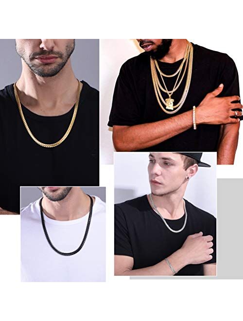 PROSTEEL Stainless Steel Cuban Links Snake Chain Necklace, Silver/Gold/Black Tone, Nickel-Free, Hypoallergenic Necklace, W: 6.5mm/8mm, L: 18/20/22/24/26/28/30 inch