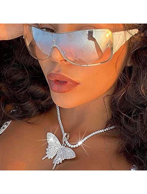 Earent Crystal Butterfly Choker Necklace Rhinestone Pendant Necklaces Chain Sparkly Butterfly Jewerly Fashion Party Accessories for Women and Girls