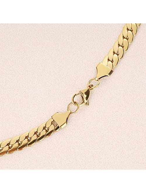 Luxsep 8mm Silver and 18K Gold Plated Thick Stainless Steel Cuban Chain 20 22 Father's Day Gift