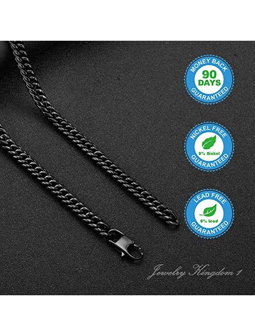 Jewelry Kingdom 1 Black Cuban Necklace for Men and Women 8MM 13MM 16MM Stainless Steel Miami Curb Link Chain Choker 18 to 30inch