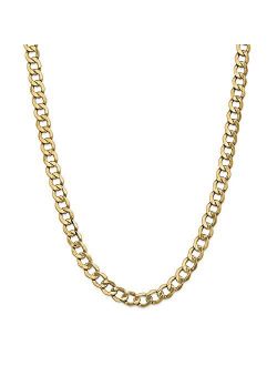 Sonia Jewels 14k Yellow Gold 8.0mm Semi Solid Curb Cuban Link Link Big Large Heavy Thick Chain Necklace - with Secure Lobster Lock Clasp -