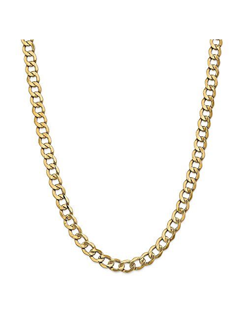 Sonia Jewels 14k Yellow Gold 8.0mm Semi Solid Curb Cuban Link Link Big Large Heavy Thick Chain Necklace - with Secure Lobster Lock Clasp -