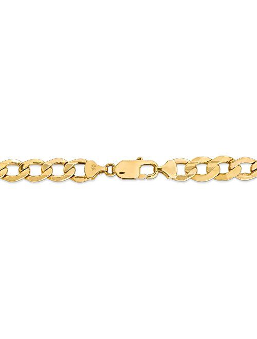 Sonia Jewels 14k Yellow Gold 8.0mm Semi Solid Curb Cuban Link Link Big Large Heavy Thick Chain Necklace - with Secure Lobster Lock Clasp -