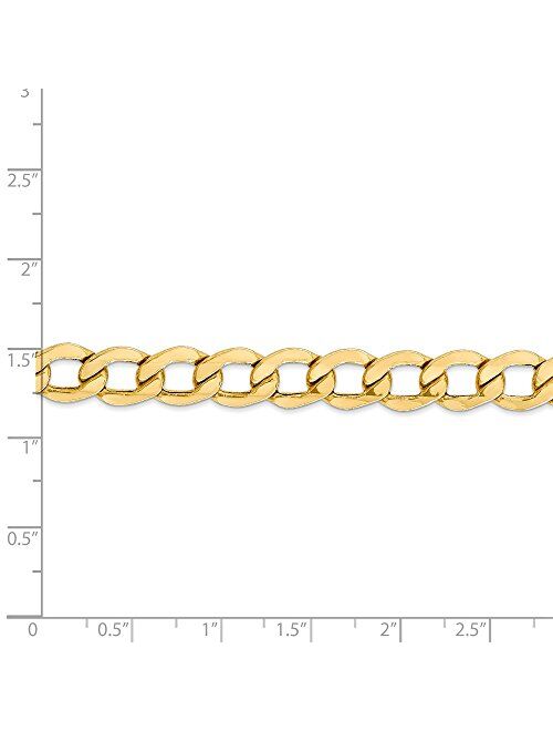 Sonia Jewels 14k Yellow Gold 8.0mm Semi Solid Curb Cuban Link Link Big Large Heavy Thick Chain Necklace - with Secure Lobster Lock Clasp -