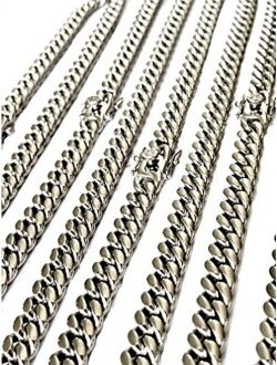 Shop-Igold Miami Cuban Link Chain Box Clasp Stainless Steel 8mm - Men's Jewelry, Mens Necklace, Cuban chains, Silver necklace, Chains for Men, Miami Cuban chains, Silver 