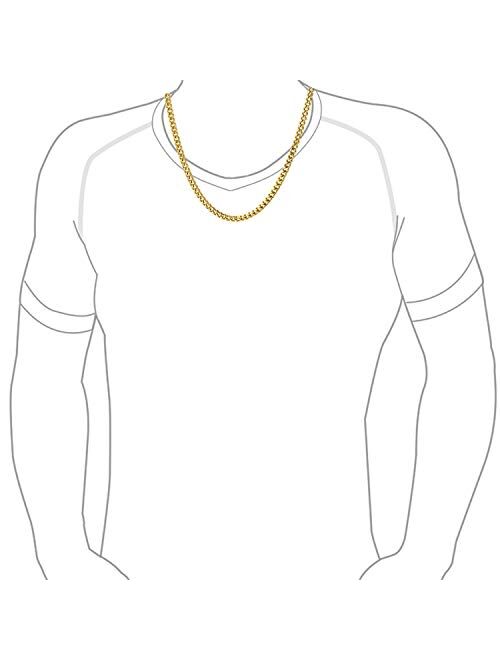 Bling Jewelry Heavy Duty Biker Jewelry Solid 8MM Curb Miami Cuban Link Chain for Men Teens Necklace 14K Gold Plated Silver Tone Stainless Steel 24 30 Inch