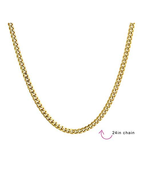 Bling Jewelry Heavy Duty Biker Jewelry Solid 8MM Curb Miami Cuban Link Chain for Men Teens Necklace 14K Gold Plated Silver Tone Stainless Steel 24 30 Inch