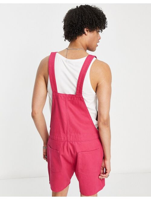 ASOS DESIGN short denim overalls in pink
