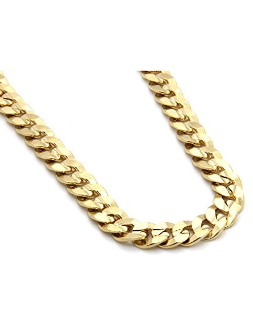 L & L Nation Mens Gold Tone Large Crowned Jesus Pendant with 30" 10mm Cuban Chain Necklace