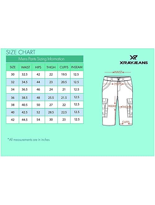 X RAY Mens Tactical Cargo Shorts Camo and Solid Colors 12.5" Inseam Knee Length Classic Fit Multi Pocket