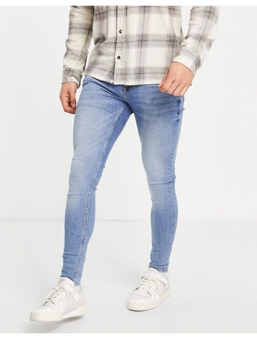 Buy Topman super spray on jeans in mid wash online | Topofstyle