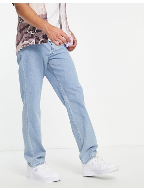 ASOS DESIGN straight leg jeans in light stone wash