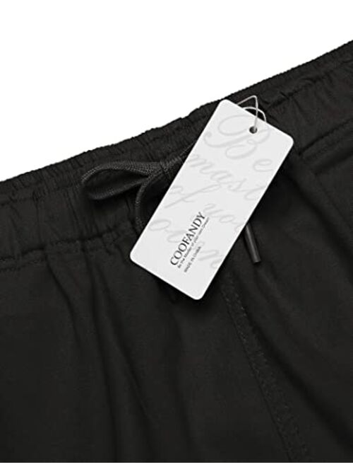 COOFANDY Men's Cargo Shorts Elastic Waist Relaxed Fit Cotton Casual Outdoor Lightweight Work Shorts with Multi Pockets
