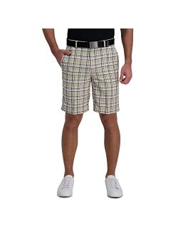 Men's Cool 18 Pro Straight Fit Flat Front Expandable Waist Patterned Short with Big & Tall Sizes