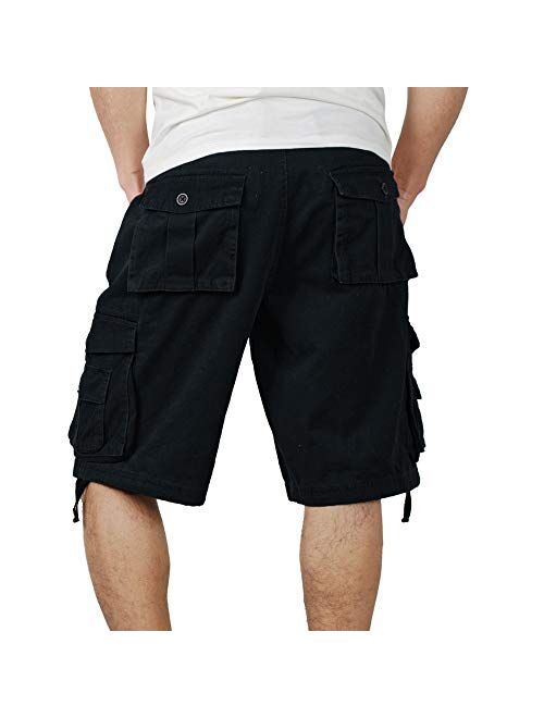QBSM Mens Cargo Shorts, Relaxed Fit Multi Pocket Outdoor Cotton Cargo Shorts