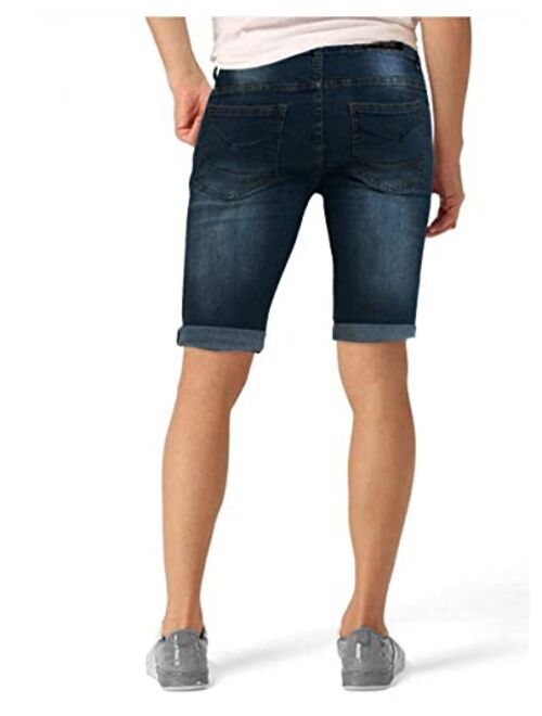 ETHANOL Men's Super Comfy Stretch Flex Slim Fit Denim Twill 11 inch Shorts