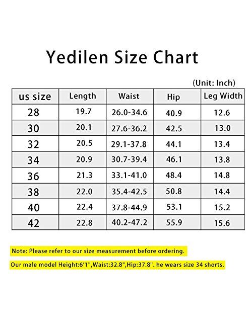 Yedilen Men's Shorts Casual Elastic Waist Drawstring Summer Shorts with Zipper Pocket