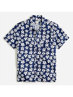 Short-sleeve camp-collar shirt in hemp-cotton