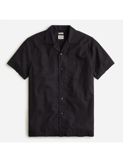 Short-sleeve camp-collar shirt in hemp-cotton