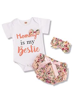 WUIPV Baby Girl Clothes Summer Cute Baby Girl Outfit Short Floral Romper New Born Clothing Sets