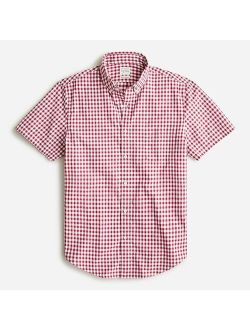 Short-sleeve Secret Wash cotton poplin shirt in gingham