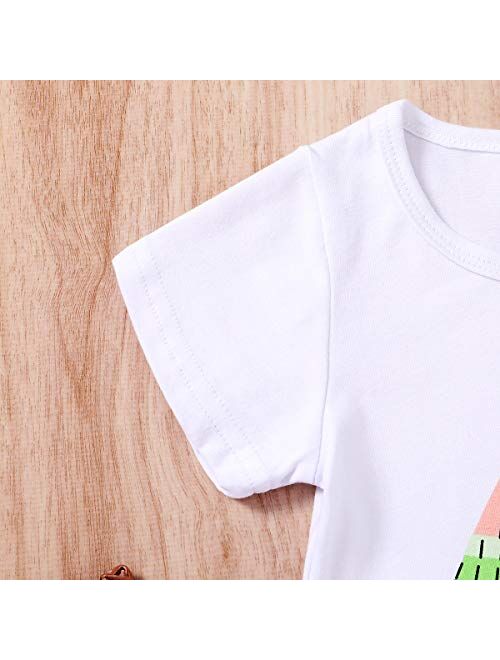 YOUNGER TREE Toddler Baby Girls Clothes Watermelon T-shirt + Linen Shorts with Belt Cute Summer Short Set