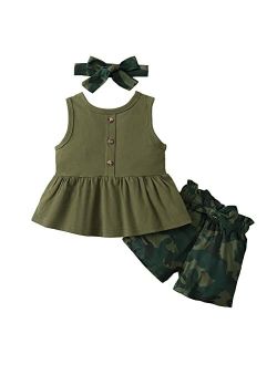Wlinip Toddler girl clothes baby girl outfits Summer Sleeveless Top + Short Pants Set toddler clothes for girls