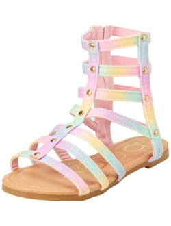 bebe Toddler Girls Sandals Leatherette Studded Gladiator Sandals with Ankle Zipper (Toddler/Girl)