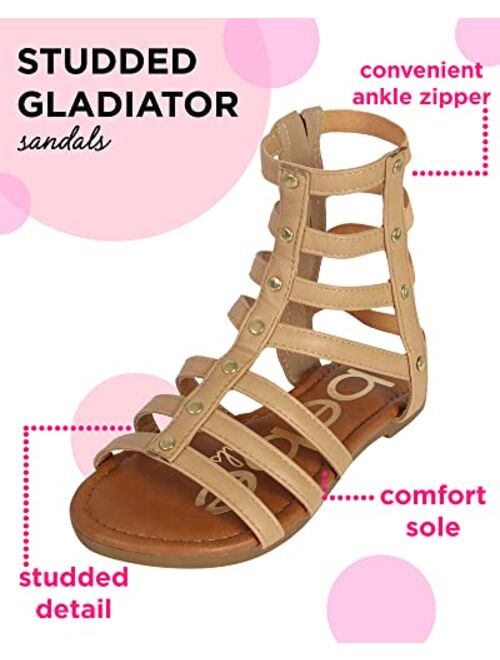 bebe Toddler Girls Sandals Leatherette Studded Gladiator Sandals with Ankle Zipper (Toddler/Girl)