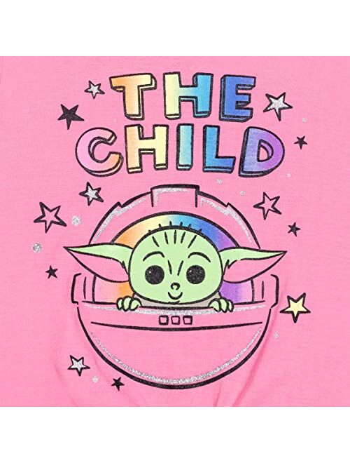 STAR WARS The Child Short Sleeve T-Shirt French Terry Shorts Scrunchie Pink/Blue