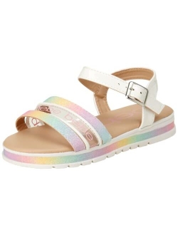bebe Girls' Sandals - Glitter Leatherette Sandals with Buckle Straps (Size: 2-13)