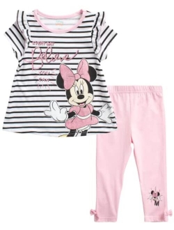 Baby Girls Leggings Set 2 Piece Minnie Mouse T-Shirt and Leggings (Size: 12M-4T)