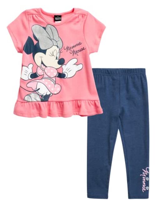 Disney Baby Girls Leggings Set 2 Piece Minnie Mouse T-Shirt and Leggings (Size: 12M-4T)
