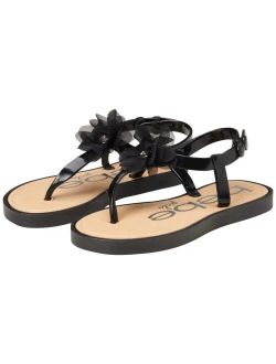 Bebe Girls' Thong Sandals with Chiffon Flowers (Toddler/Little Kid