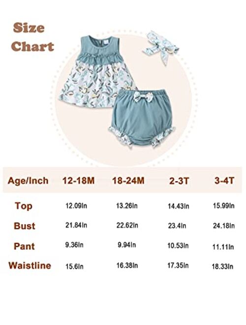 Slylynx Toddler Girl Clothes Baby Girl Outfits Summer Sleeveless Tops Shorts Set 3PCS Girl Clothes 12 Months-4T