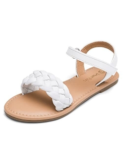 Girls Sandals Classic Open Toe Braided Flat Sandals Summer Dress Shoes
