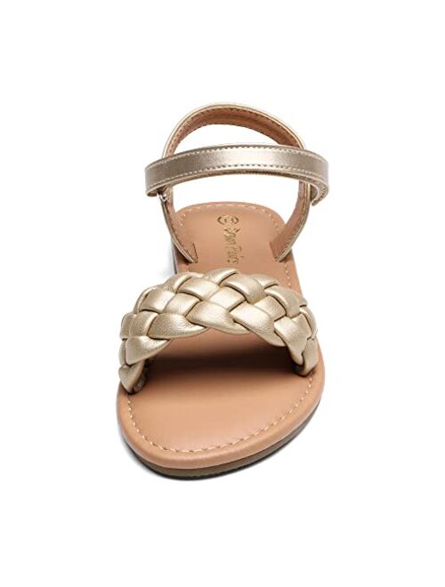 DREAM PAIRS Girls Sandals Classic Open Toe Braided Flat Sandals Summer Dress Shoes