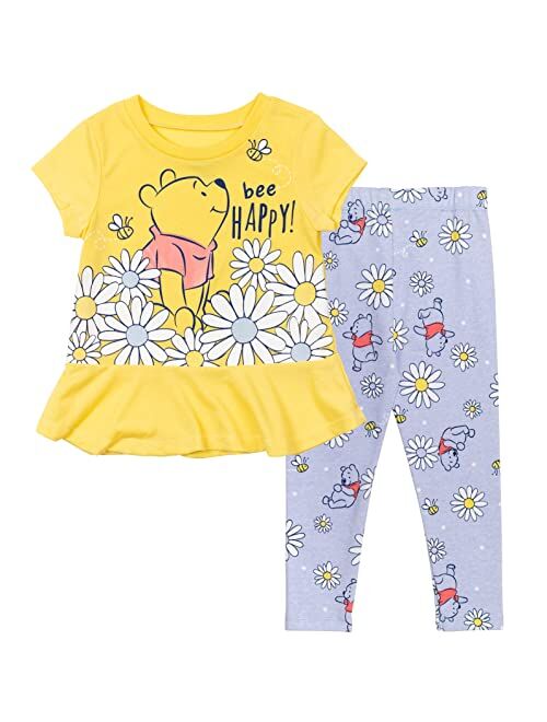 Disney Princess Raya and the Last Dragon Pooh Vampirina Girls Knotted Graphic T-Shirt Legging Infant to Big Kid