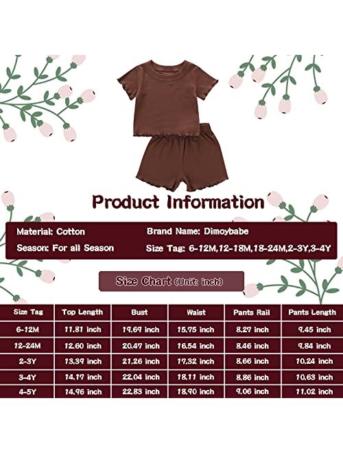 Dimoybabe Toddler Baby Girl Summer Clothes Knit Cotton Outfits Infant Short Set