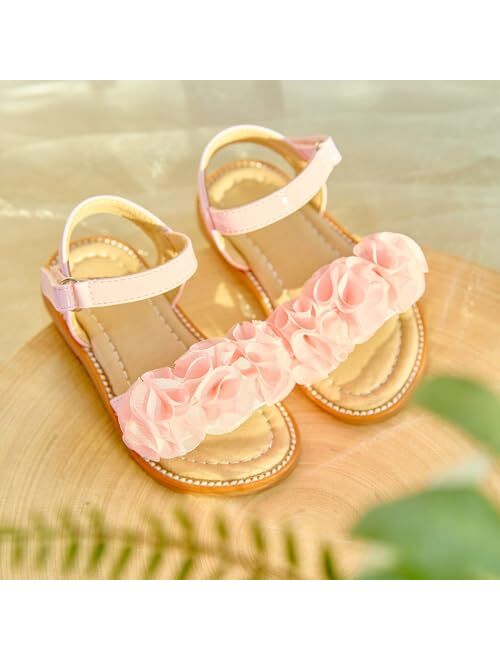 Felix & Flora Toddler Girls Sandals Soft Rubber Flats Summer Baby flower girl Shoes