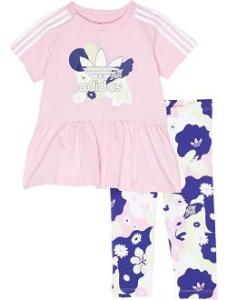 Kids Flower Printed Dress and Leggings Set (Infant/Toddler)