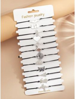12pcs Girls Heart & Butterfly Decor Bracelet