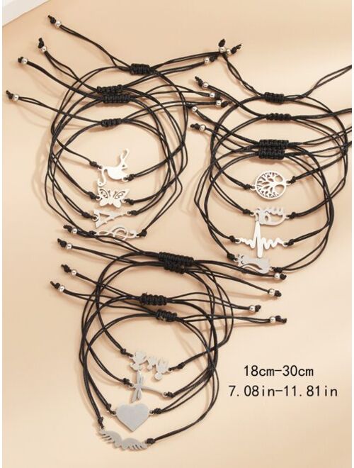 Shein 12pcs Girls Heart & Butterfly Decor Bracelet