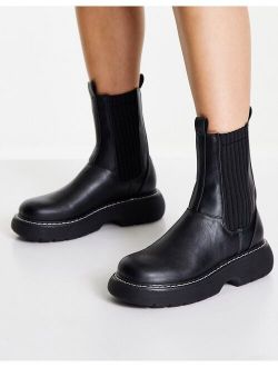 Concept chelsea boots in black knit mix