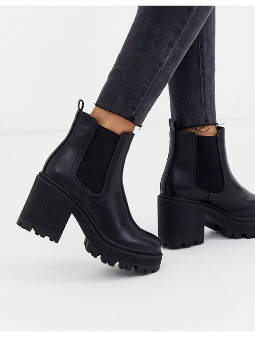 Public Desire Fuzzy chunky heeled ankle boot in black
